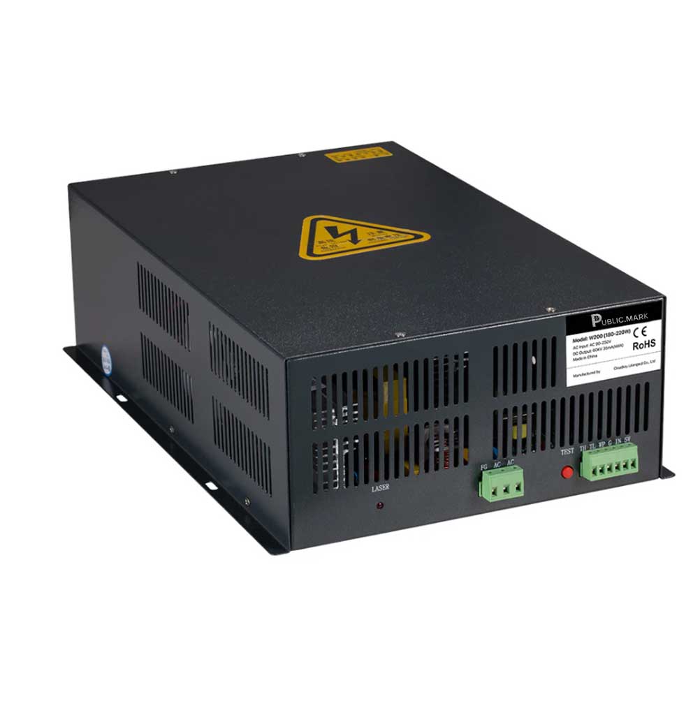 Fuente Láser CO₂ 180–220W compatible con tubos reci y purilaser